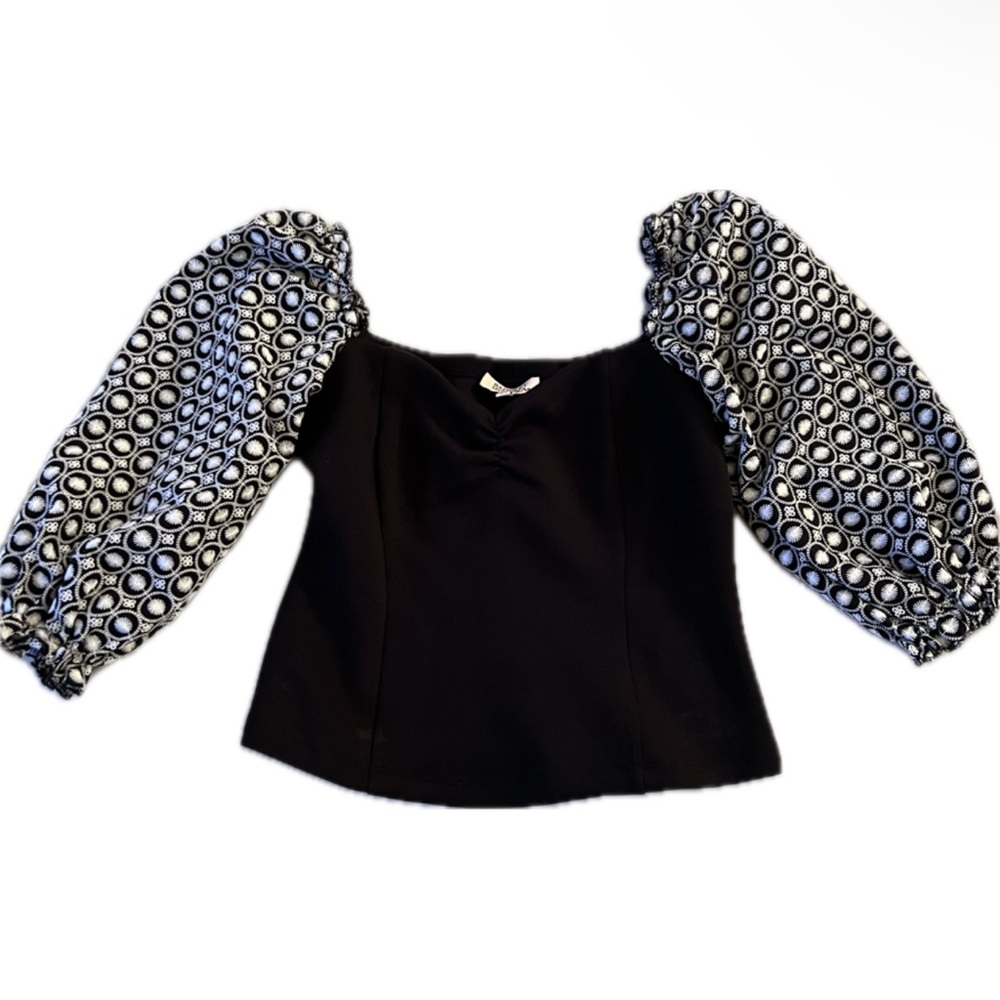 Badgley Mischka Ruffle Puff Shoulder Top